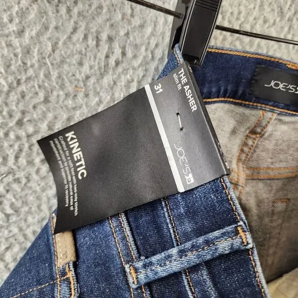 Joe's Jeans The Asher Slim Fit Jeans Mens 31 Navy Denim Faded Button Zip Closure - Picture 10 of 15